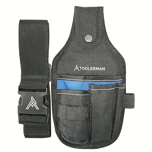 Toolerman - Cinturón portaherramientas ajustable. Cartuchera herramientas para electricista, carpintero, jardinero, albañil. Funda destornilladores cintura.