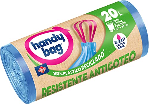 Handy Bag Bolsas de Basura Antigoteo, 20L, 15 Bolsas, 80% Reciclado