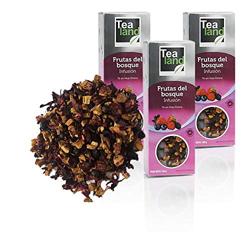 Tealand | infusion frutos del bosque, Hojas Sueltas | Pack de infusiones a granel | 3 x 100 gr