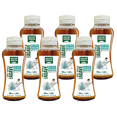 NaturGreen - Sirope Agave Bio, Endulzante Natural, Edulcorante Ecológico, Bajo Índice Glucémico - 900 ml/1240 g, Pack 6 unidades