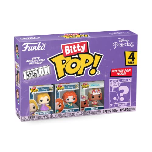 Funko Bitty POP! Disney Princesa - Rapunzel 4 Paquete Incluye Rapunzel, Merida, Moana, And A Mystery Figure Y Una Mini Figura Misteriosa De Sorpresa - 2.3 Cm - Figuras Miniaturas Coleccionables