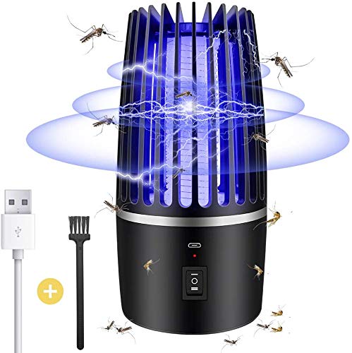 Lámpara Antimosquitos Eléctrico, 2 en 1 Mata Mosquitos Electrico, USB Recargable UV Mosquito Lámpara Trampa para Insectos, Moscas, Polillas, para Interiores y Exteriores