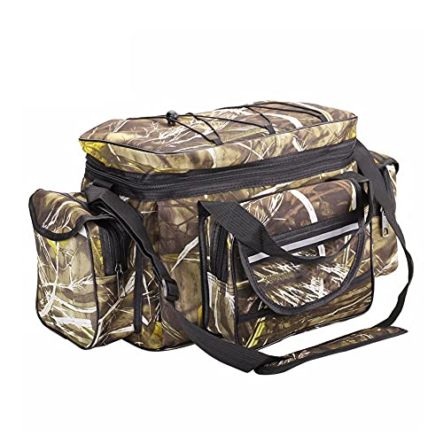 WMLBK Bolsa para aparejos de pesca, impermeable, bolso bandolera, mochila portátil grande, bolsa de almacenamiento para equipo de pesca al aire libre