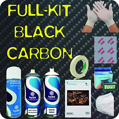 Kit de Hidroimpresión Carbono Black Completo - Efecto Carbono con Técnica de Water Transfer Printing. no Incluye Mascarilla Temporalmente