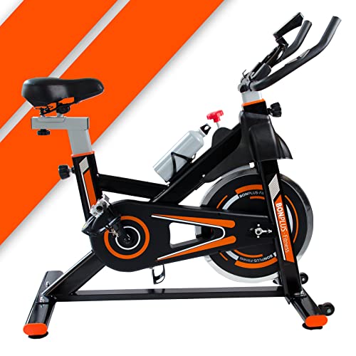 Bonplus BP | Bicicleta Spinning | Pantalla LCD | Intensidad Regulable | Pulsómetro | Altura Del Asiento - 76 - 98 cm | Volante Inercia 10 kg | Fitness