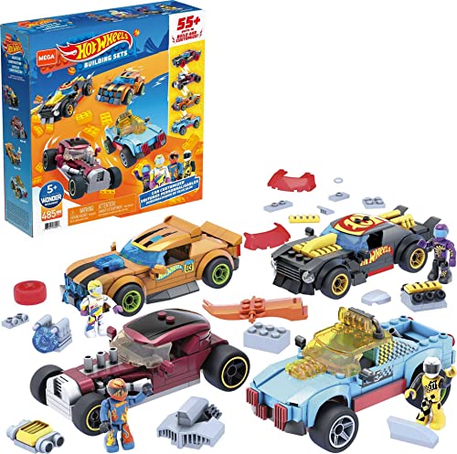 Mega Construx Personaliza tu coche Hot Wheels, juego de construcción para niños con más de 55 piezas (Mattel GVM13)