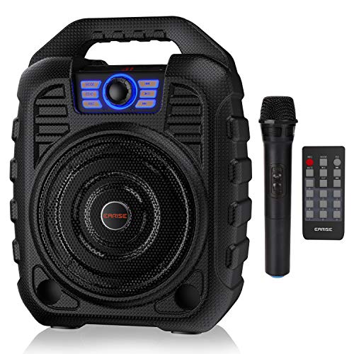EARISE T26 Altavoz Bluetooth con sistema PA portátil con micrófono inalámbrico, máquina de karaoke recargable con radio FM, grabación de audio, compatible con tarjeta TF/USB, perfecto para fiestas