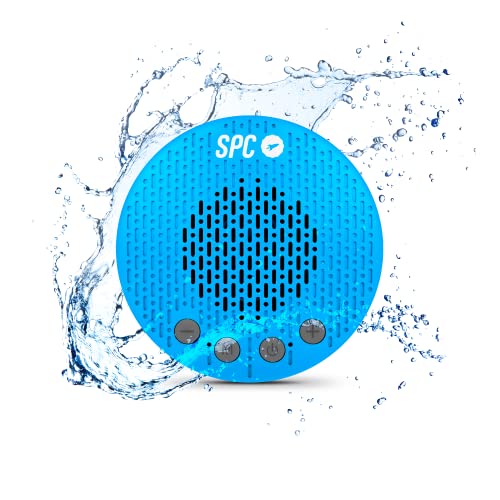 SPC Splash 2 - Altavoz inalámbrico Bluetooth 5.0 para Ducha con Ventosa, IPX5, Radio FM, Manos Libres, micrófono, Azul