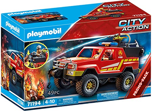 PLAYMOBIL City Action 71194 Camión de Bomberos con función de pulverización, Juguete para niños a Partir de 4 años, Multicolor