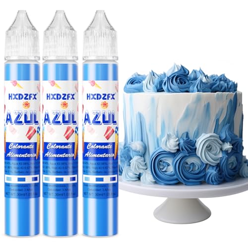 Colorante Alimentario Azul - 30ml×3 Botellas Colorante Alimentario Alta Concentración Liquid Set para Repostería, Decoración de Tartas, Caramelos, Bebidas, Macarons, Glaseados y Cocina