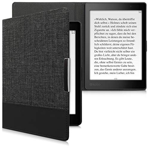 kwmobile Funda de e-Book Compatible con Kobo Aura One -Case de Cuero sintético Antracita/Negro
