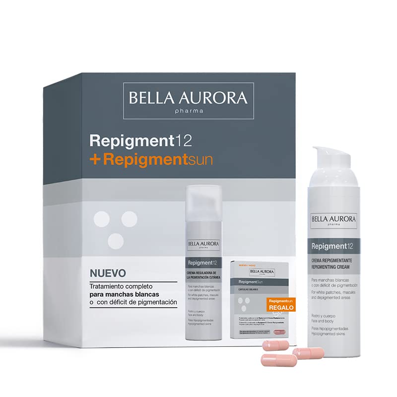 Bella Aurora Crema Repigmentante 75 ml + REGALO 30 Cápsulas Solares | Repigment12 + RepigmentSUN GRATIS | Producto Cosmético para Manchas Blancas Vitíligo | Para la Piel, Rostro y Cuerpo