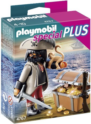 Playmobil Especiales Plus - Pirata con cofre del tesoro (4767) - Pirata con Cofre del Tesoro, Juego de construcción, 10 x 3,5 x 12,5 cm, (4767)