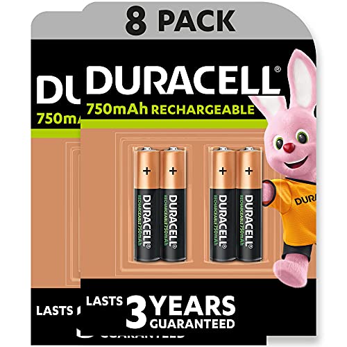 Duracell - Exclusivo de Amazon - Pilas Recargables AAA 750 mAh, paquete de 8