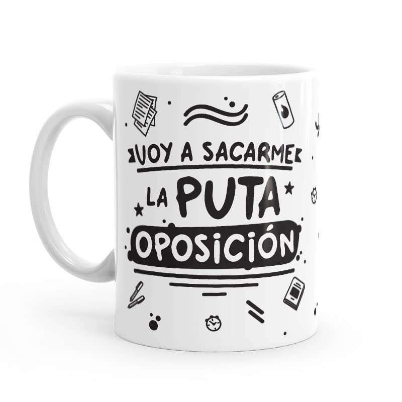 Puterful - Taza minimal con frase Voy a sacarme la P.. oposición - Tazas originales para café - Resistente al microondas y lavavajillas