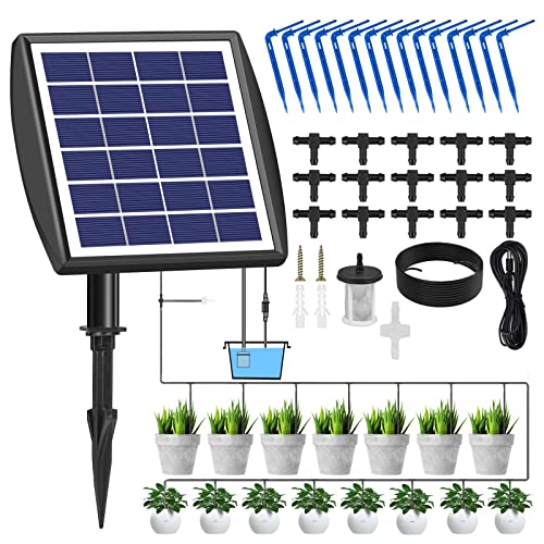 Kit de Riego por Goteo Automático Energía Solar, Sistema de Riego Automático de Jardín con Manguera de 15 M, Adecuado para Jardines al Aire Libre y Plantas en Macetas de Balcón, verdura
