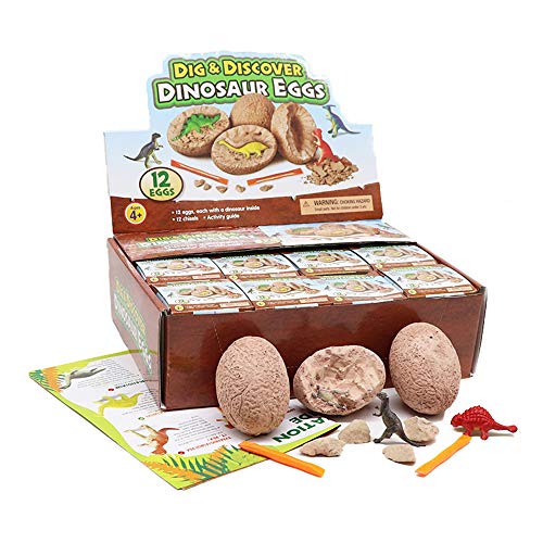 JoaSinc Huevos de Dinosaurio para niños, Kit de excavación de Huevos de Dinosaurio, 12 Huevos únicos de Dinosaurios, Juguetes educativos para Aprender Huevos de Dino, Regalos de para niños y niñas