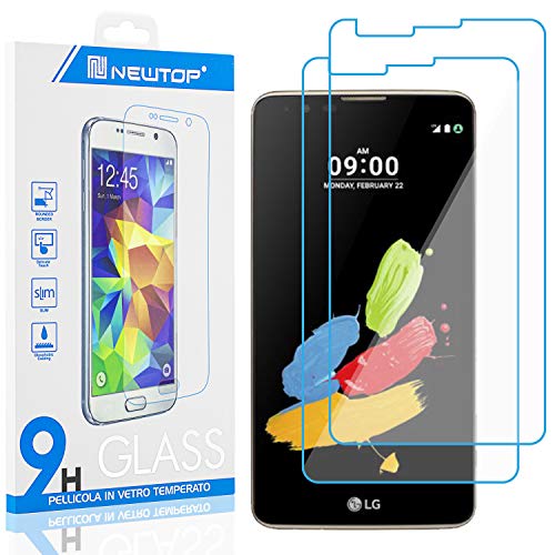 N NEWTOP [2 unidades] Protector de pantalla de cristal templado compatible con LG Stylus 2 (K520), 0,3 mm, dureza 9H, de vidrio templado, protector de pantalla, antigolpes, arañazos