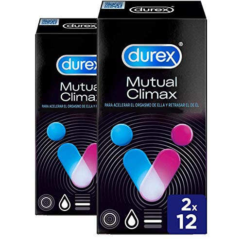 Durex Preservativos Mutual Clímax con Puntos y Estrías para ella y Efecto Retardante para él - 2x12 condones Duplo Pack