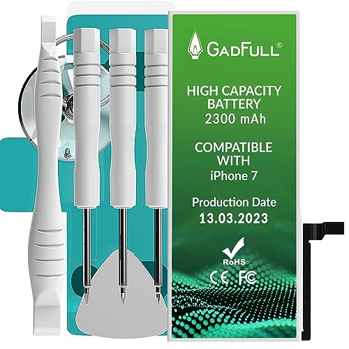 GadFull Batería de Alta Capacidad de reemplazo Compatible con iPhone 7 | 2023 Fecha de producción | Incluye Manual de reparación y Kit Profesional de Juego de Herramientas