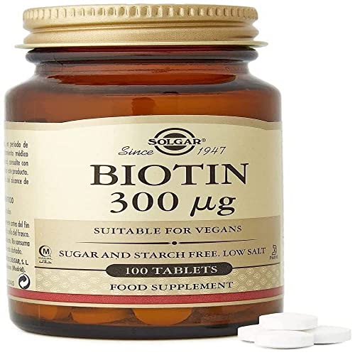 Solgar | Biotina 300 µg Comprimidos | Mantiene el cabello y la piel sanos | Favorece al metabolismo normal | Vitamina B | 100 Comprimidos