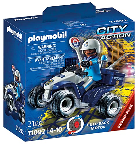 PLAYMOBIL City Action 71092 Policía - Speed Quad, con Motor de Arrastre, Juguete para niños a Partir de 4 años
