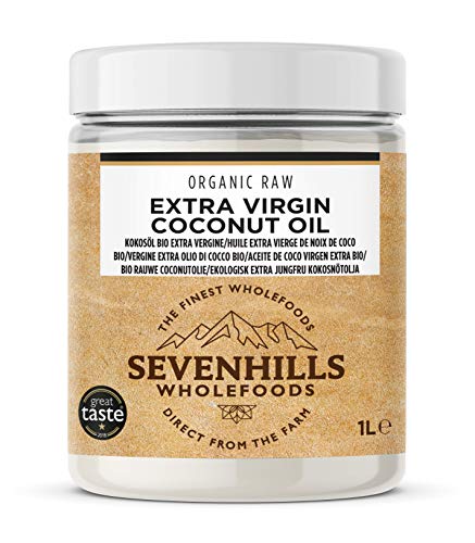 Sevenhills Wholefoods Aceite de coco virgen extra orgánico, crudo, prensado en frío 1L (Tina de plástico)