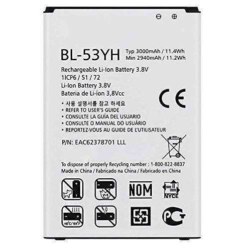 Ellenne - Batería compatible con LG G3 BL-53YH AD de alta capacidad 3000 mAh