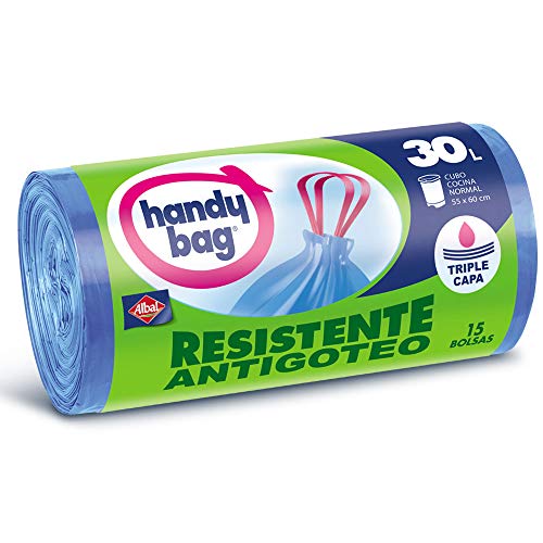 Handy Bag Bolsas de Basura 30L, No Gotean, 15 uds