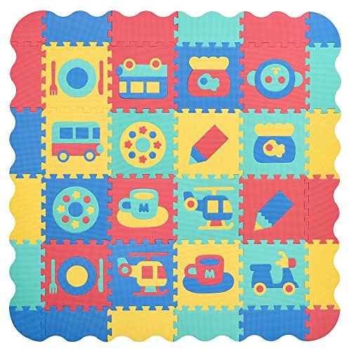 HOMCOM Alfombra Puzzle para Niños 150x150 cm con 36 Piezas de Espuma EVA Suave Área de 1,44 m² Colchoneta Rompecabezas para Bebé Multicolor