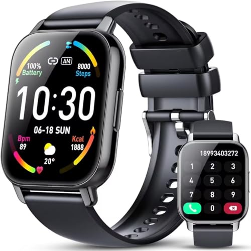 Hoxe Reloj Inteligente Hombre Mujer, 1.85' Smartwatch con Llamadas Bluetooth, 112 Modos Deportivos, Smart Watch Pulsómetro/Monitor Sueño/Podómetro, Impermeable IP68 Pulsera Actividad para Android iOS