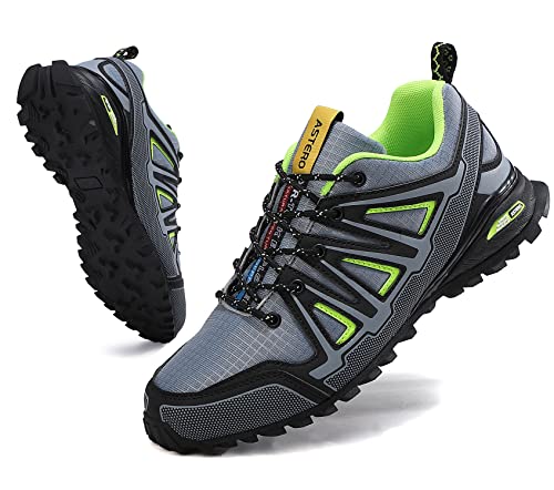 ASTERO Zapatillas Running Hombre Deporte Correr para Zapatos Trail Ligero Calzado Sneakers Deportivos Transpirable Trekking Montaña Talla 41-46(Gris, Talla 41)