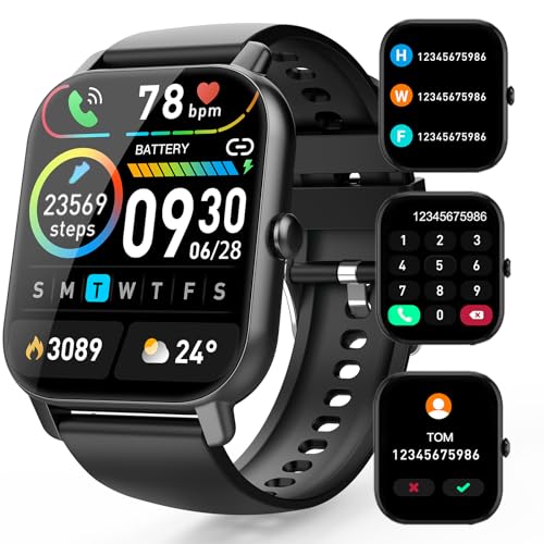 Aptkdoe Reloj Inteligente Hombre Mujer, 1,85' Smartwatch con Llamada Bluetooth, Impermeable IP68 Pulsera Actividad con 112 Modos Deporte, Monitoreo de Sueño/Pulsómetro/Podómetro para Android iOS
