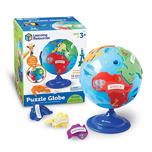 Learning Resources- Globo terráqueo y puzle, mi primer globo terráqueo, bola del mundo interactiva para niños, mapa montessori, regalos para niños de 6 - 8 años, niños y niñas