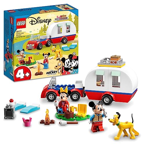 LEGO 10777 Disney Mickey y Sus Amigos Excursión de Campo de Mickey Mouse y Minnie Mouse Juguetes para Construir, Figura Pluto y Coche Niños de 4 Años
