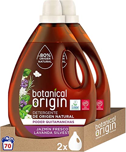 Botanical Origin Detergente para lavadora ecológico apto para pieles sensibles, Fragancia Jazmín Fresco y Lavanda Silvestre - 70 lavados