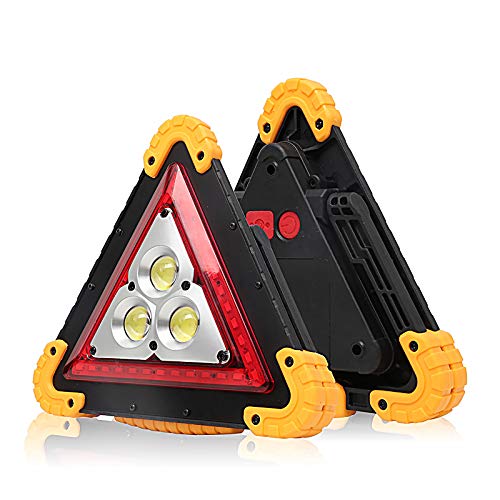 OurLeeme Triángulos reflectantes, Piloto de advertencia LED para automóvil lámpara de emergencia de triángulo impermeable, 4 modos, reflector blanco de 30 vatios (no batería incluida)