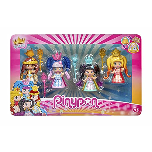Pinypon- Pack 4 Queens, muñeca Figuras Reinas, Juguete (Famosa 700015821)