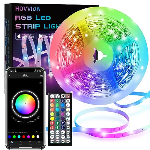 HOVVIDA Tira LED 5M, 30 LED/Metro, 24V RGB Luces LED, 150 LED, APP y Mando a distancia, Modo de Música, LED para Habitación, Sala, Cocina, Dormitorio, Bar, Fiesta