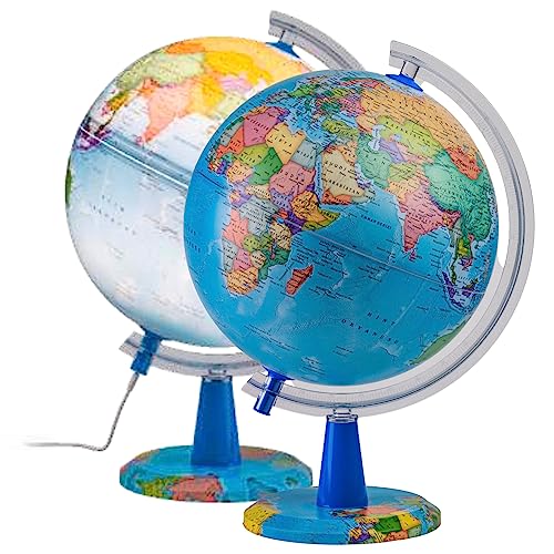 TOPGLOBE Globo iluminado 20cm - Mapa español - Globos terráqueos político, decoración educativa/geográfica/de escritorio