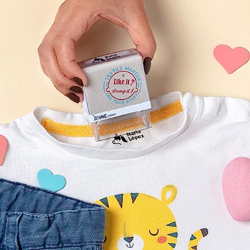 Stamp by Me | Sello personalizado para ropa | Sello nombre ropa niños | Sellos impermeable tinta permanente | 9 Diseños exclusivos | Marcador Ropa Niños