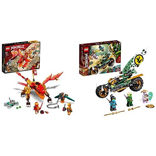 LEGO 71762 Ninjago Dragón del Fuego EVO de Kai, Set con Figuras de Guerreros + 71745 Ninjago Chopper de la Jungla de Lloyd