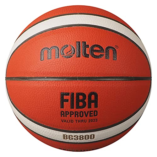 Molten Balón de baloncesto BG3800, interior, aprobado por la FIBA, cuero compuesto, talla 7, adecuado para niños de 14 años y adultos