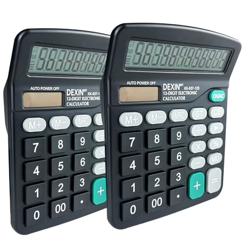 Nutabevr 2 Pieza Calculadora Básica con Pantalla LCD Grande de 12 Dígitos, Potencia Solar y batería, diseño Compacto con Botones Grandes, Botón Sensible, para hogar, Oficina, Escuela