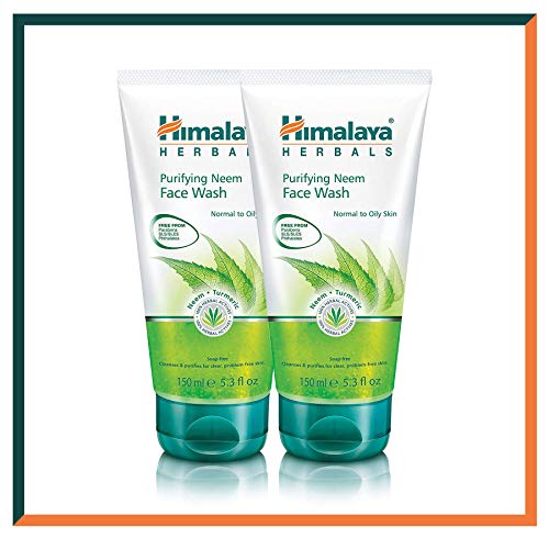 HIMALAYA HERBALS Gel purificante de lavado de cara de Neem | Limpia profundamente los poros y el acné | Lavado facial a base de hierbas | 150g (2-Pack Purifying Neem Face Wash Gel)