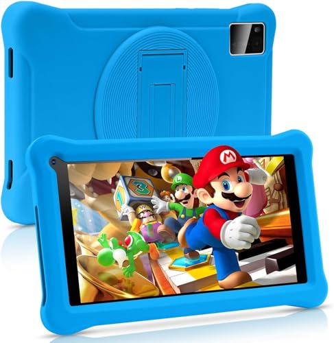 SUMTAB Tablet para niños 7 Pulgadas Android Tablet, （3+5 RAM 64 ROM, Tableta Educativa, Google GMS,Control Parental, Pantalla IPS HD, 2.4GWi-Fi, Kid-Proof Funda Tablet (Azul)