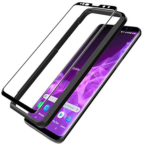 LϟK 1 Pack Protector de Pantalla para Samsung Galaxy S9 Plus - Cristal Vidrio Templado - Dureza 9H Sin Burbujas Anti-Arañazos Funda Compatible Marco de Posicionamiento Kit Fácil de Instalar - Negro