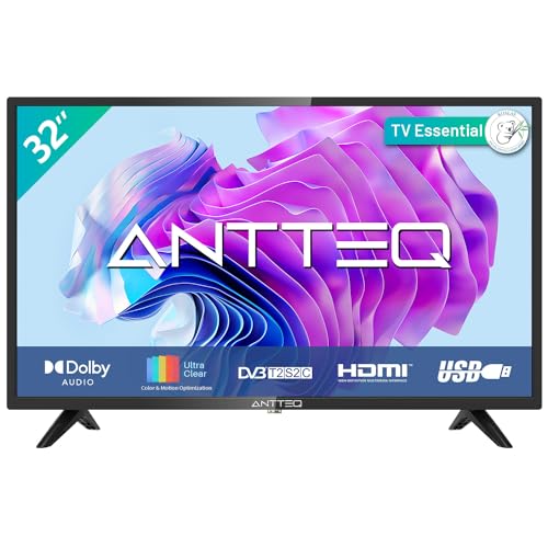 Antteq AB 32D1 TV 32 Pulgadas (Televisores 80 cm), Dolby Audio, Triple Tuner DVB-C / T2 / S2, Ci+, HDMI, USB, Salida de Audio Digital, Modo Hotel Incluido