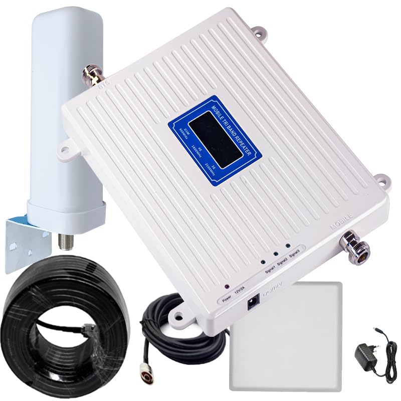 Amplificador de Cobertura movil gsm 2G 3G 4G Repetidor de señal Band 1/3/8 900 2100 1800 MHz Datos y Llamada Booster en Casa/Oficina