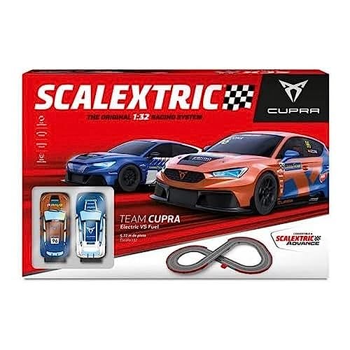 Scalextric - Circuito Original System - Pista de Carreras Completa - 2 Coches y 2 mandos 1:32 (Team Cupra Electric Vs. Fuel)